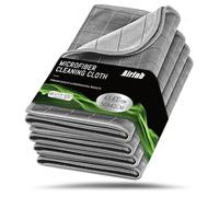 Airlab Chiffon Magique Microfibre Carbone 50x40 CM, 400 GSM Serviette sans Trace Absorbant Polissage, 2X Lingette Essuie Verre Vitre Lunette Voiture Moto Auto, Torchon Nettoyage Réutilisable Lavable