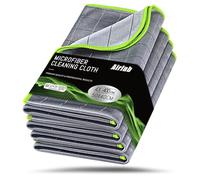 Airlab Chiffon Magique Microfibre Carbone 50x40 CM, 400 GSM Serviette sans Trace Absorbant Polissage, 4X Lingette Essuie Verre Vitre Lunette Voiture Auto Moto, Torchon Nettoyage Réutilisable Lavable