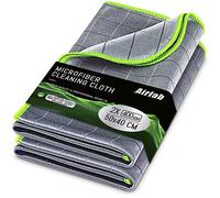 Airlab Chiffon Magique Microfibre Carbone 50x40 CM, 400 GSM Serviette sans Trace Absorbant Polissage, 2X Lingette Essuie Verre Vitre Lunette Voiture Auto Moto, Torchon Nettoyage Réutilisable Lavable