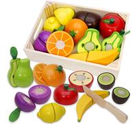 Airlab Fruits et Couteau Jeux Dinette en Bois Enfant 2 3 4 Ans Petit Chef | Accessoire Cuisine Bois Enfant, Dinette en Bois Enfant, Kit Ustensile Cuisine Bébé, Cadeau Fille Garçon, Jouet Bébé 2 3 4 Ans