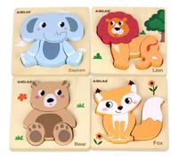 Airlab Jeux Puzzles Bois Bébé 1 2 3 4 Ans, Casse-têtes Animaux 3D avec Cadre et Sac de Rangement, Jouet Éducatif Éveil Montessori, Cadeau Anniversaire Pâques Halloween Noël pour Enfants Garçons Filles
