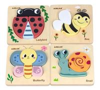 Airlab Jeux Puzzles Bois Bébé 1 2 3 4 Ans, Casse-têtes Jardin 3D avec Cadre et Sac de Rangement, Jouet Éducatif Éveil Montessori, Cadeau Anniversaire Pâques Halloween Noël pour Enfants Garçons Filles