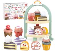 Airlab Jouet Dinette Cuisine Enfant, Gâteaux en Bois, Cuisine Jeux Accessoire Aliment Nourriture, Jouet Éducatif Éveil Montessori, Cadeau Anniversaire Pâques Halloween Noël Garçon Fille Bébé 3 4 5 Ans