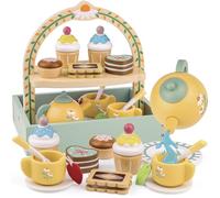 Airlab Service à Thé Bois Bébé, Jeux Rôle Tea Party, Jouet Éducatif Éveil Montessori, Gâteau Dessert Dinette Jouet Cuisine, Cadeau Créatif Anniversaire Pâques Halloween Noël Enfant Garçon Fille 3+ Ans