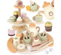 Airlab Services à Thé Bois, Accessoire Jouet Cuisine Enfant Bébé, Jeux de Rôle en Parti du Thé, Jouet Extérieur Éducatif Montessori, Cadeau Créatif Anniversaire Pâques Halloween Noël Garçon Fille 3+