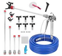 Airless Pistolet Peinture,Peinture airless 22 pièces avec Tuyau de 15m, 6 Buses réversibles (211,313,415,515,517,623) et 4 tiges d'extension,6 filtres,kit de Peinture par pulvérisation pour intérieur