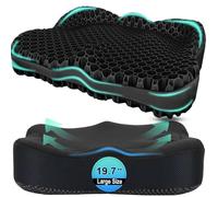 Airllantry Coussin de siège noir, coussin de siège en gel pour une longue assise - Douleurs de dos, sciatique, coussin de soulagement de la douleur du coccyx, coussin de siège d'extérieur pour chaise