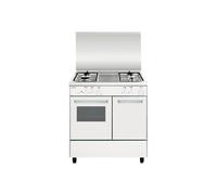 Cuisinière à gaz Airlux AA8PGWH2 - Blanc - Boutons rotatifs - 4 brûleurs - Four moyen 49L