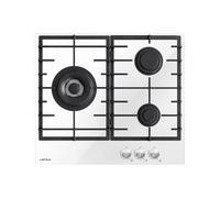 Airlux Table de cuisson au gaz ATV63TWH - 3 plaques - niche 56 x 48 cm - verre blanc