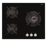 Airlux Table de cuisson au gaz AV635HBK 3 plaques Niche 55×47 cm sans cadre verre noir