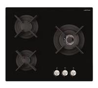Airlux Table de cuisson au gaz AV635HBK 3 plaques Niche 55×47 cm sans cadre verre noir