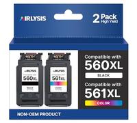 AIRLYSIS 560 561 XL Remplacement pour Cartouche Canon 560 561 XL pour Encre Canon 560 pour Canon Pixma TS5350 TS5350i TS5350a TS7450a TS7450i TS5351a TS5351i TS7451i TS5352a(1 Noir, 1 Couleur)