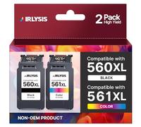 AIRLYSIS 560 561 XL Remplacement pour Cartouche Canon 560 561 XL pour Encre Canon 560 pour Canon Pixma TS5350 TS5350i TS5350a TS7450a TS7450i TS5351a TS5351i TS7451i TS5352a(1 Noir, 1 Couleur)