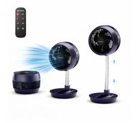 Airmate Ventilateur de circulation d'air pliable, télécommande, moteur DC, économe en énergie, silencieux à 32 dB pour la chambre, 8 vitesses et mode tempête, minuterie 8 h, compact et portable, haute