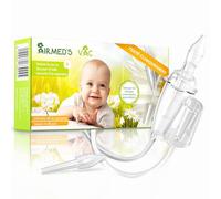 Airmed's Vac Mouche bebe. Testé cliniquement, sûr et doux. Aspirateur nasal | Un nez dégagé en 3 secondes. Avec 2 embouts d'aspiration et une brosse de nettoyage. Compatible avec tous les aspirateurs