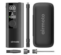 Airmoto Ensemble de gonfleur de pneu portable avec étui rigide - Pompe à air pour pneus de voiture, moto, vélo - Pompe à pneu sans fil avec manomètre