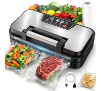 AIRMSEN 95 kPa Machine sous vide alimentaire avec fonction gonflage | Aspiration pour aliments secs et humides, double scellage 30 cm, coupe-sac intégré, ,stockage du rouleau, rouleau sans BPA