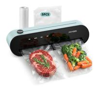 AIRMSEN Machine sous Vide 6-en-1 Entièrement Automatique avec Fonction de Gonflage, Aspiration Profonde Automatique, Coupe-sac Intégré et Rangement de Tuyau, Modes Sec & Humide, Vert Menthe