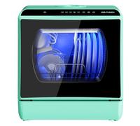 AIRMSEN Mini Lave-Vaisselle de Comptoir, 5+1 Programmes, Réservoir d'Eau de 5L, Contrôle Tactile et Écran LED, Adapté pour les Cuisines Familiales, Appartements et Dortoirs, Vert