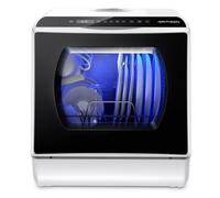 AIRMSEN Mini Lave-Vaisselle de table 4 Couverts, Sans Raccordement, 7 Programmes, Réservoir 5L, Pose Libre pour Studio