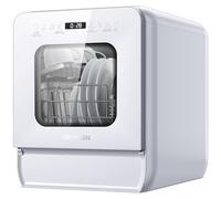 AIRMSEN Mini Lave-vaisselle de Table avec 7+2 Programmes, Design Ultra-Étroit & Profond 37 * 50cm, 4 couverts, Démarrage Différé 1-24H, Double Jet 360°, Réservoir d'Eau de 5L, Blanc (Blanc)