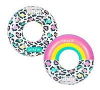 Pack 2 Bouées Gonflables Ronde XXL pour Piscine & Plage Ultra Confort, Flotteur Deluxe - Pack Twin Donut Leopard ø120cm