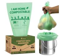 AIRNEX Lot de 50 petits sacs à compost compostables pour poubelle de cuisine - fécule de maïs étanches et résistants aux déchirures - Certifié OK Compost Home & Seedling - Sacs poubelle de cuisine de