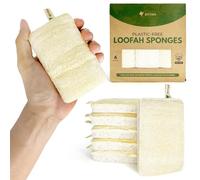 AIRNEX Lot de 6 éponges en luffa naturel pour vaisselle - Compostables et cellulosiques - Éponges de cuisine sans plastique avec boucle de suspension en coton