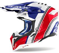 Airoh Aviator 3 Hima casque de motocross, blanc/bleu/rouge, L (59/60)
