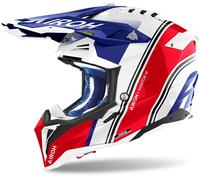 Airoh Aviator 3 Hima Casque de motocross, blanc-rouge-bleu, taille XL pour homme