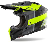Airoh Aviator 3 Monarch Casque de motocross, noir mat/gris/jaune, Taille M (57/58)