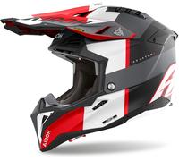 Airoh Aviator 3 Monarch Casque de motocross, noir mat/gris/rouge, Taille M (57/58)