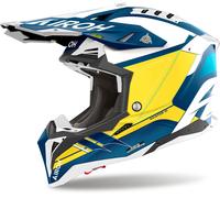 Airoh Aviator 3 Saber Casque de motocross, blanc-bleu-jaune, taille S pour homme