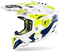Airoh Aviator 3 Spin Casque de motocross, bleu-jaune, taille S pour homme