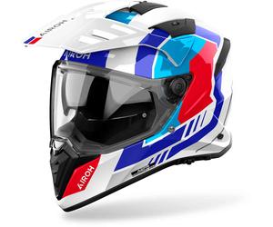 Airoh Bandit Horn Casque d’enduro, blanc-rouge-bleu, taille XL pour homme