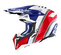 Airoh Aviator 3 Hima Casque de motocross, blanc-rouge-bleu, taille S pour homme