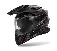 Airoh Commandant 2 Charbon Élégant Casque de Moto (Charbon / Noir/Rouge )