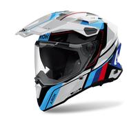 Airoh Commandant 2 Skip Casque de Moto (Blanc / Noir/Bleu/Rouge ) Taille : M(57)