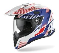Airoh Commander Boost Casque de motocross, Blanc/Bleu/Rouge, Taille S (55/56)