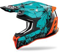 Airoh Strycker Crack Carbon Casque Motocross, Vert/Noir/Orange, Taille XS (53/54)