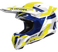Airoh Twist 3 Dynasty Casque de motocross, Blanc/Bleu/Jaune, Taille S (55/56)