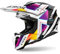 Airoh Twist 3 Rainbow Casque de motocross, noir-blanc-rose, taille XS pour homme