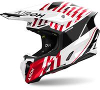 Airoh Twist 3 Thunder Casque de motocross, noir-blanc-rouge, taille 2XL pour homme