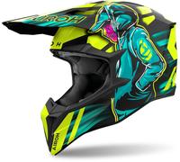 Airoh Wraaap Cyber Casque de motocross, jaune/bleu, Taille XXL (63)