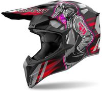 Airoh Wraaap Cyber Casque de motocross, Noir/Gris/Rouge, Taille S (55/56)