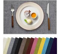 Aironment Lot de 4 Sets de Table en Lin épais - Résistants à la Chaleur - Lavables en Machine - Infroissables - en Polyester - pour Cuisine, Salle à Manger, Table Basse (Gris Clair)