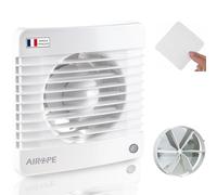 AIROPE-100 mm Timer,Ventilateur,Extracteur d'Air avec Clapet Anti-Retour + Moustiquaire Intégré,7 W,dB(A) 26,VMC pour Salle de Bain,Cuisine,Bureau,WC,Silencieux,Garantie 5 ANS par AIROPE