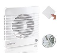 Airope AIROPE-100 mm Humidity Sensor & Timer,Ventilateur,Extracteur d'Air avec Clapet Anti-Retour + Moustiquaire Intégré,VMC pour Salle de Bain,Cuisine,Bureau,WC,Silencieux,Garantie 5 ANS