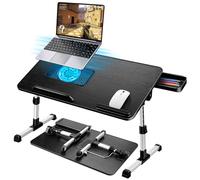 AirOpen Table de Lit pour Ordinateur Portable, Pliable, Réglable en Hauteur et Angle, Plateau de Lit avec Tiroir/Refroidisseur PC Portable, Table pour Canapé/Sol (53 x 30 cm, Noir)