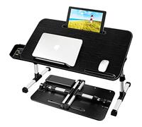 AirOpen Table de Lit pour Ordinateur Portable, Pliable, Réglable en Hauteur et Angle, Plateau de Lit avec Tiroir/Fente pour Tablette, Table pour Canapé, Sol (60 x 34 cm, Noir)